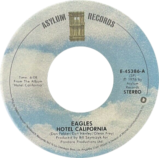 Eagles Hotel California single record label