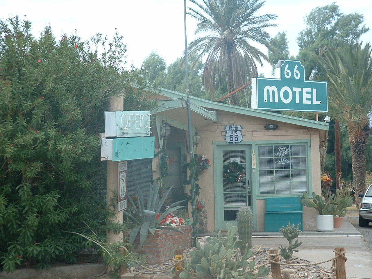 Route 66 motel sign in Needles California